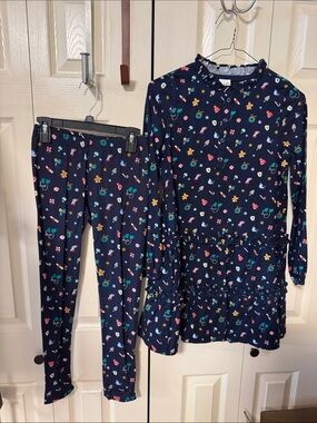 Girls' Navy Holiday Print Set - Long Sleeve dress & Leggings Janie and Jack